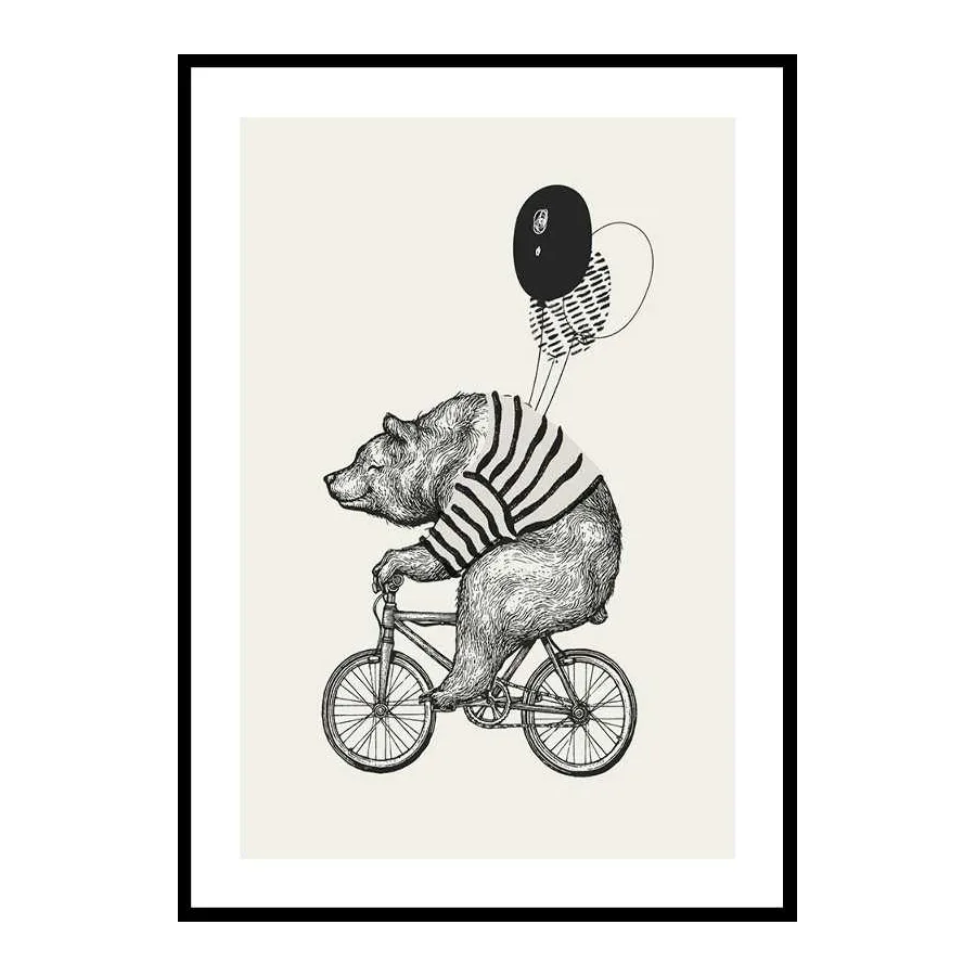 Poster Gallerix Bear On Bicycle