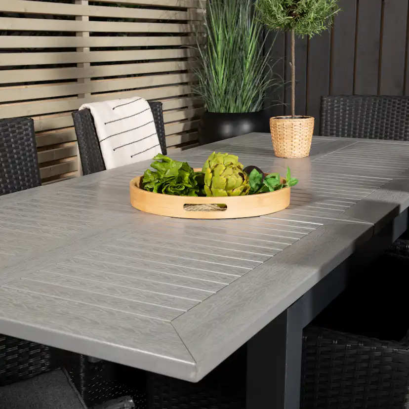 Albany Dining Table 160/240*100 - Svart Alu / Grey Aintwood+ Svart/Grå