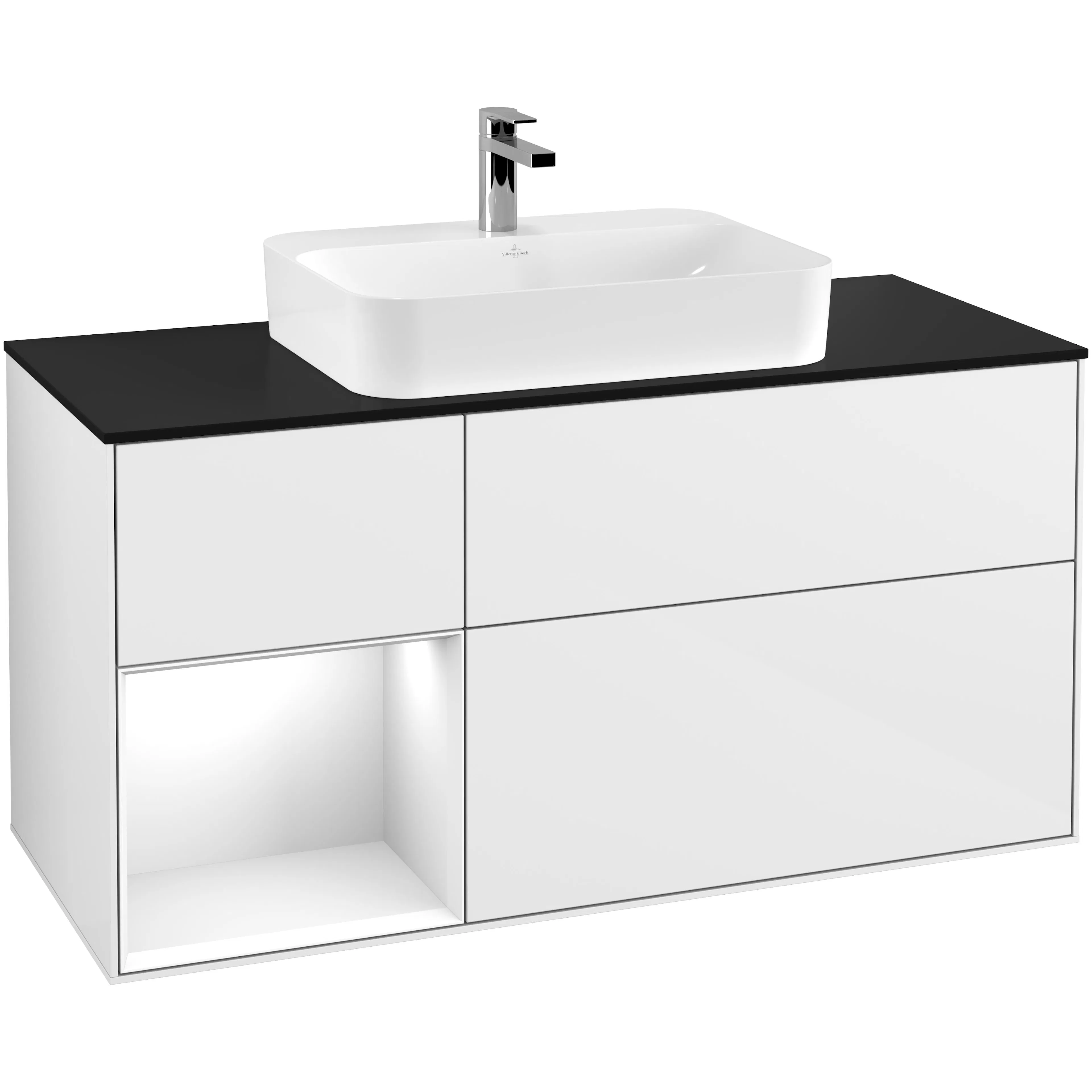Tvättställsskåp Villeroy & Boch Finion med 3 Lådor Hylla och Bänkskiva för Ytmonterat Tvättställ