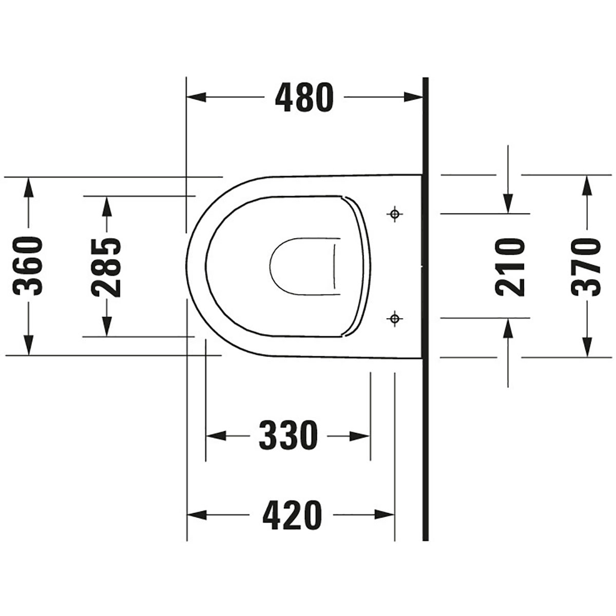 Vägghängd Toalettstol Duravit ME by Starck Rimless 253009 utan Toalettsits