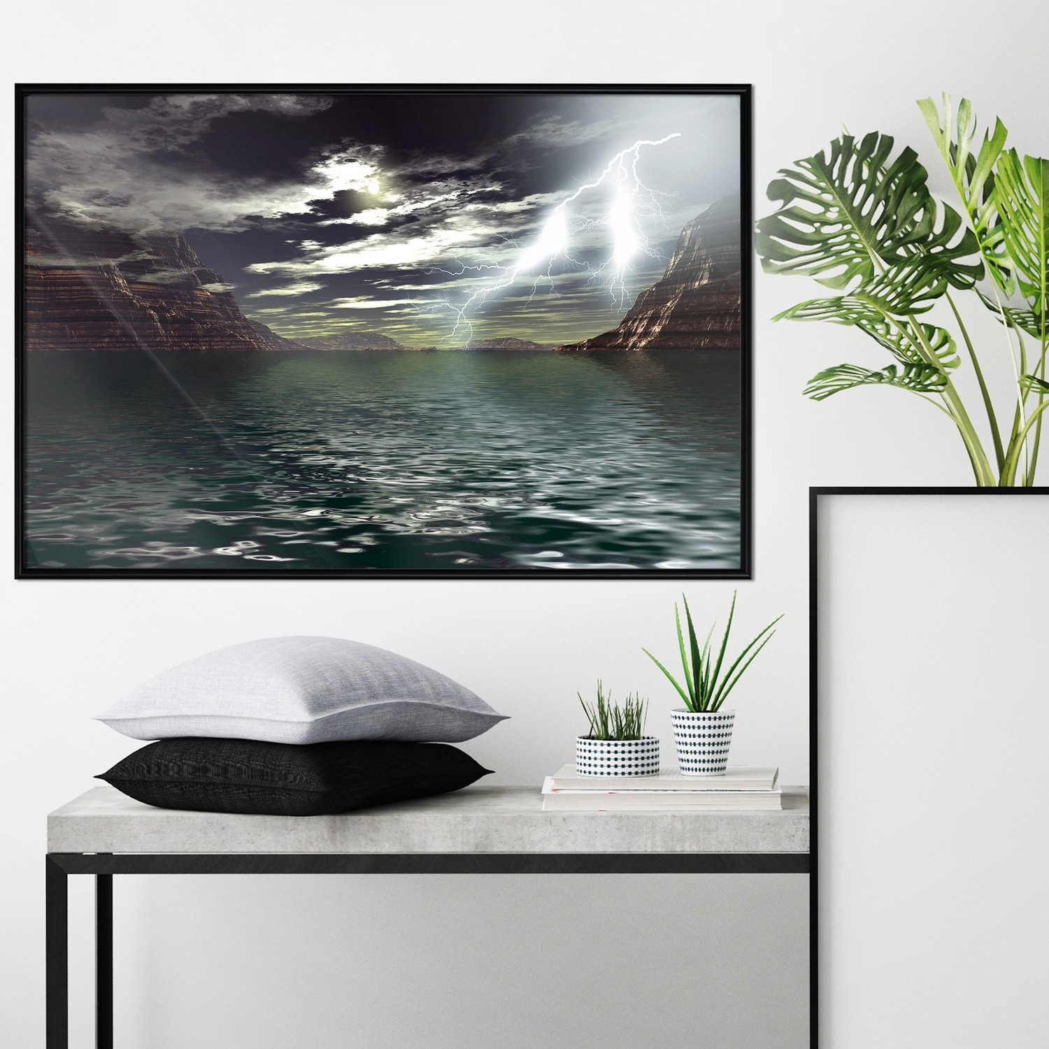 Affisch - Storm on the Lake [Poster] 30x20 Svart ram, 30x20 cm