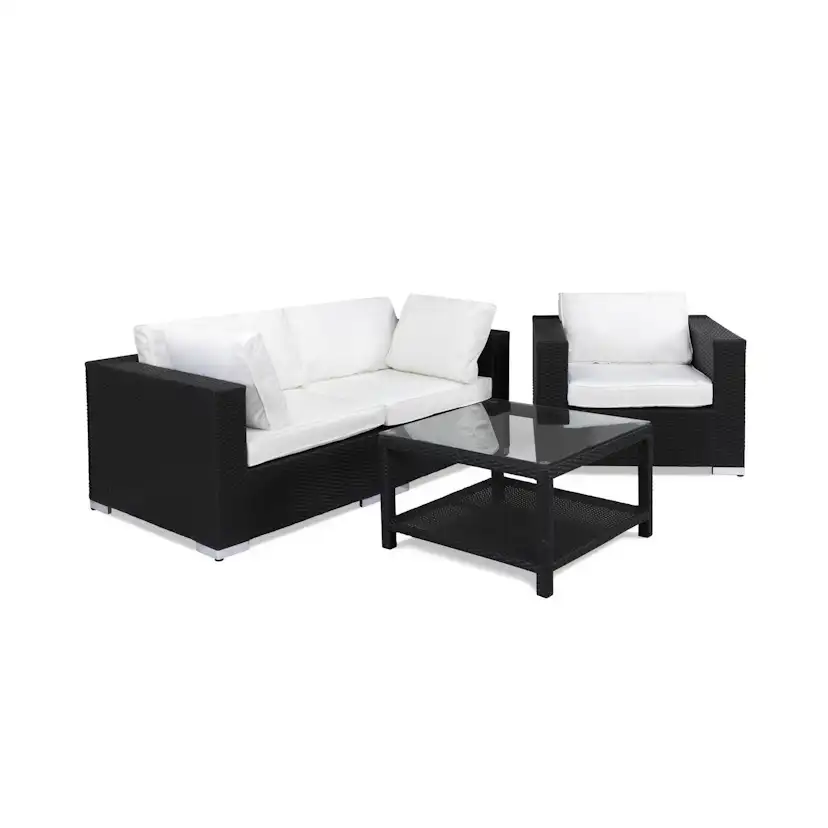 Loungegrupp Comfort Garden Bahamas 3-sits med Utebord 75x75 och Utefåtölj Utomhus