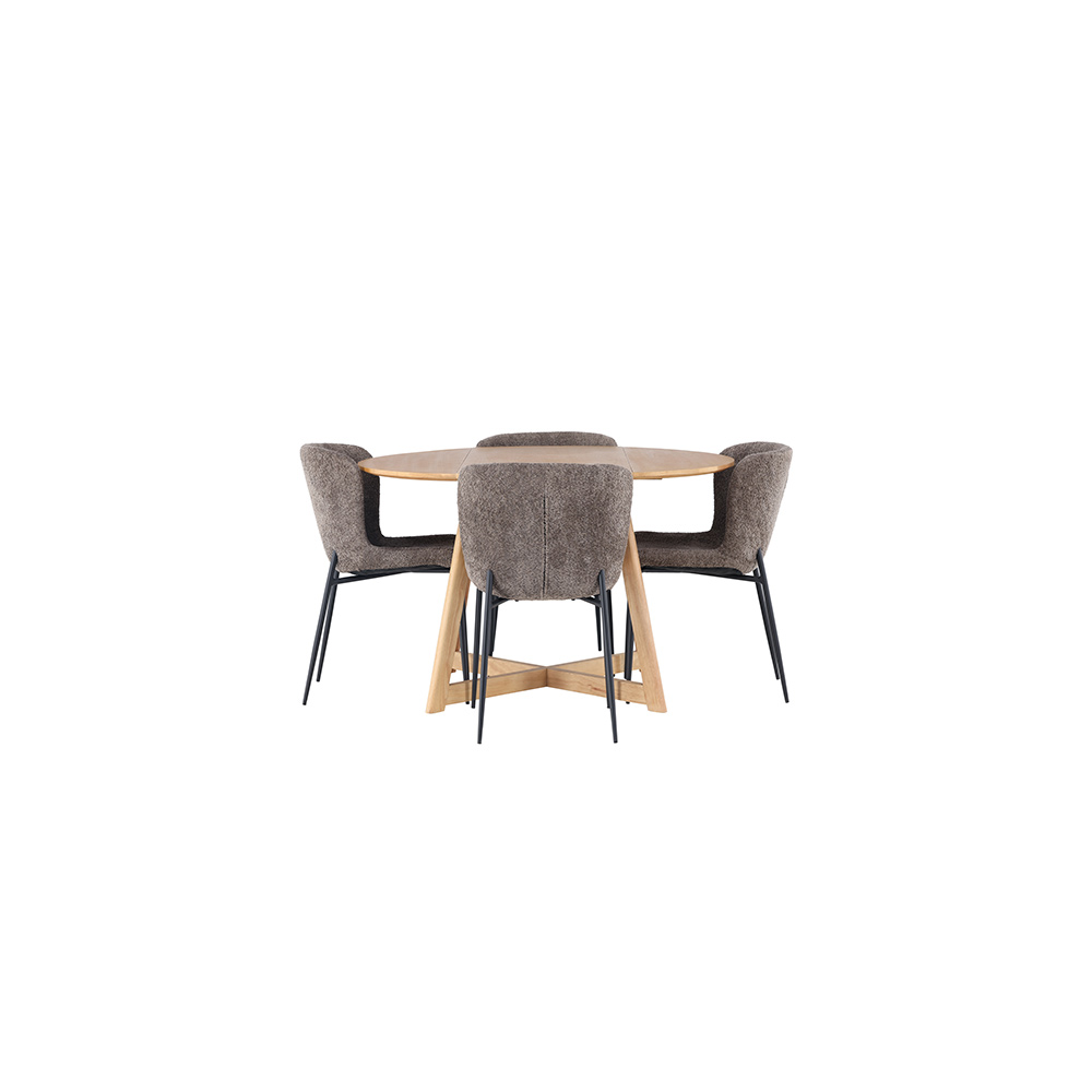 Matgrupp Venture Home Yakidon Ø120 cm med 4 st Modesto stolar