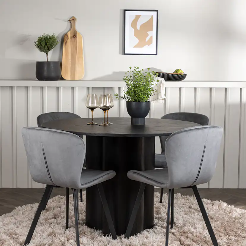 Matgrupp Venture Home Olivia Ø110 cm med 4 st Lilja stolar