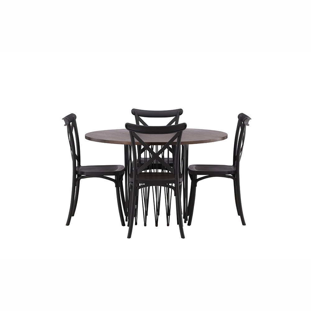 Matgrupp furniture/fashion Stone Rund med 4 Crosett Stolar