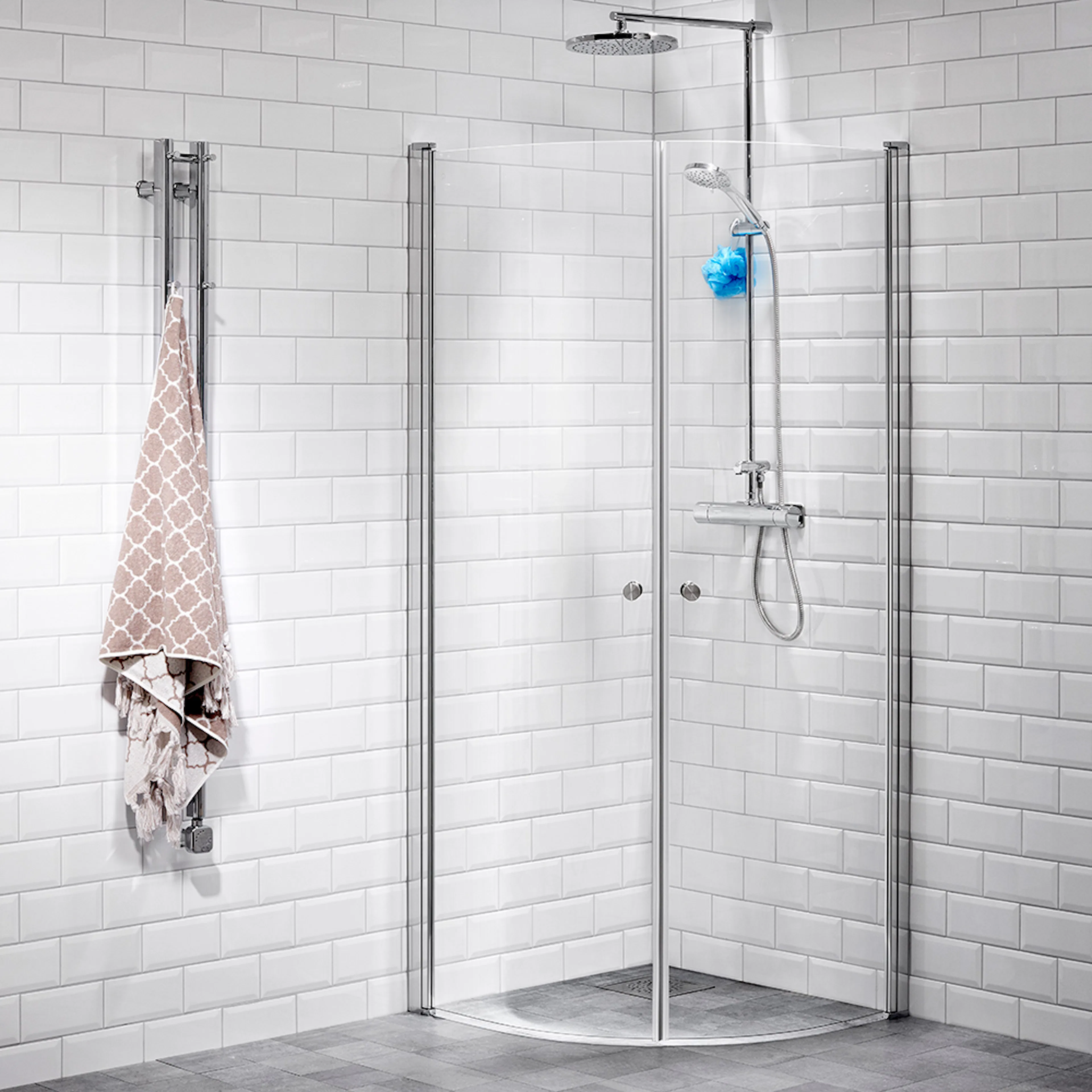 DHÖRN LUSSO1 HT1 SVÄ 90X90 KL LxB: 900x900 mm, Klarglas, Handtag 1