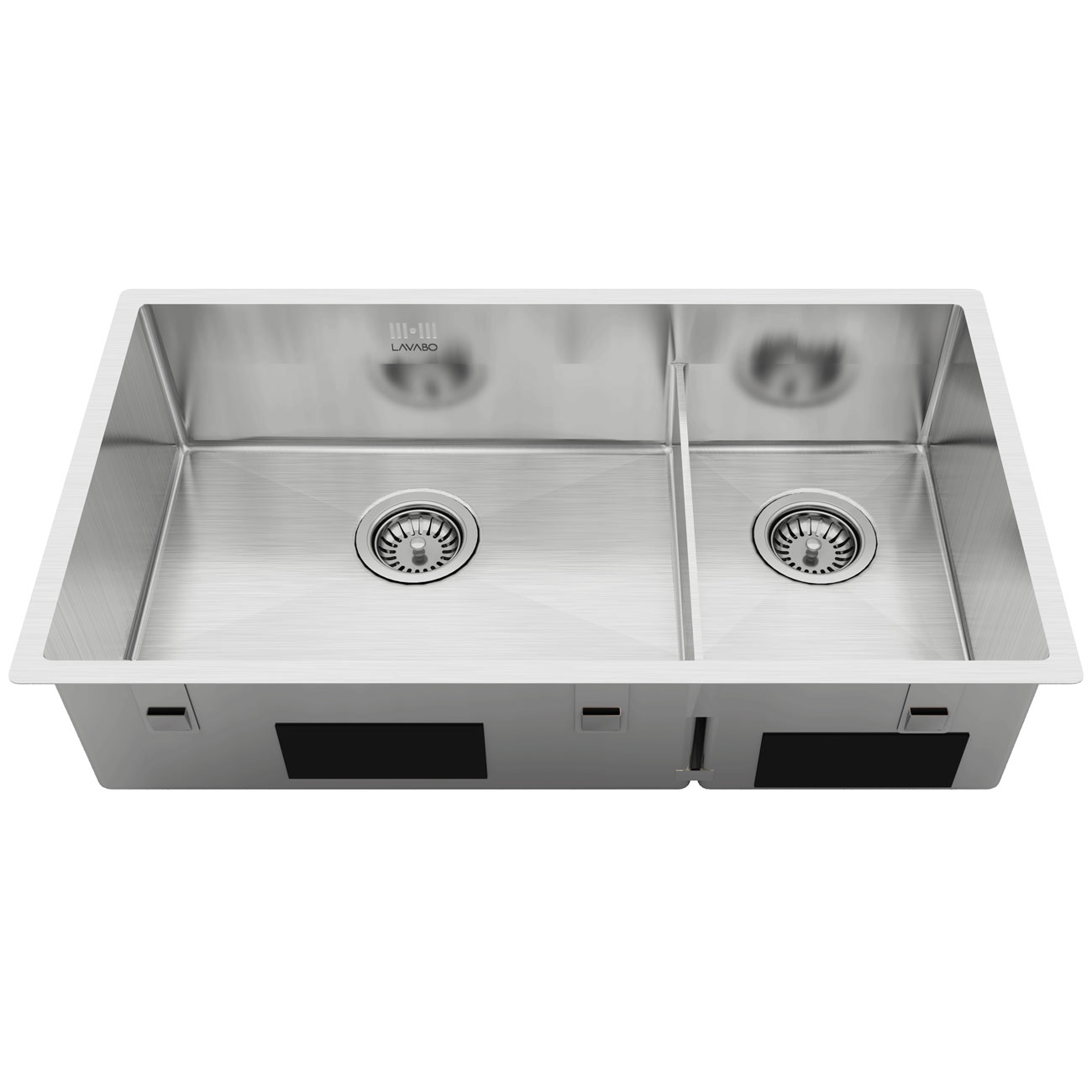 Diskho Lavabo Kubus 780 Soft Slim Rostfri Dubbel med Korgventil & Vattenlås