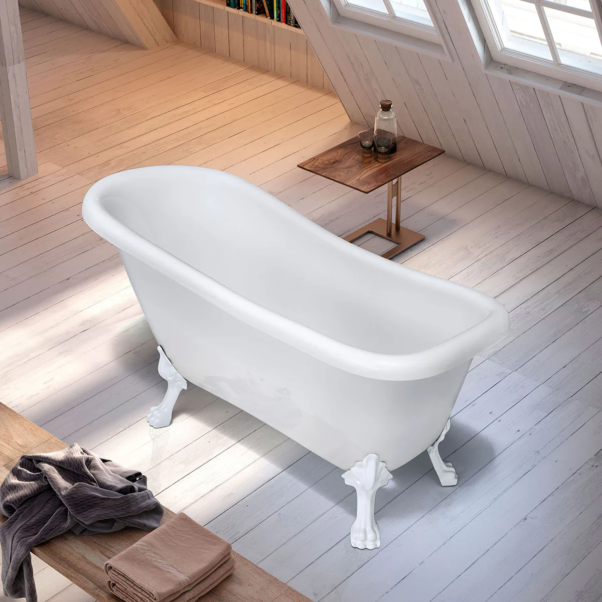 Tassbadkar Bathlife Ideal Vit med vita tassar Vita tassar