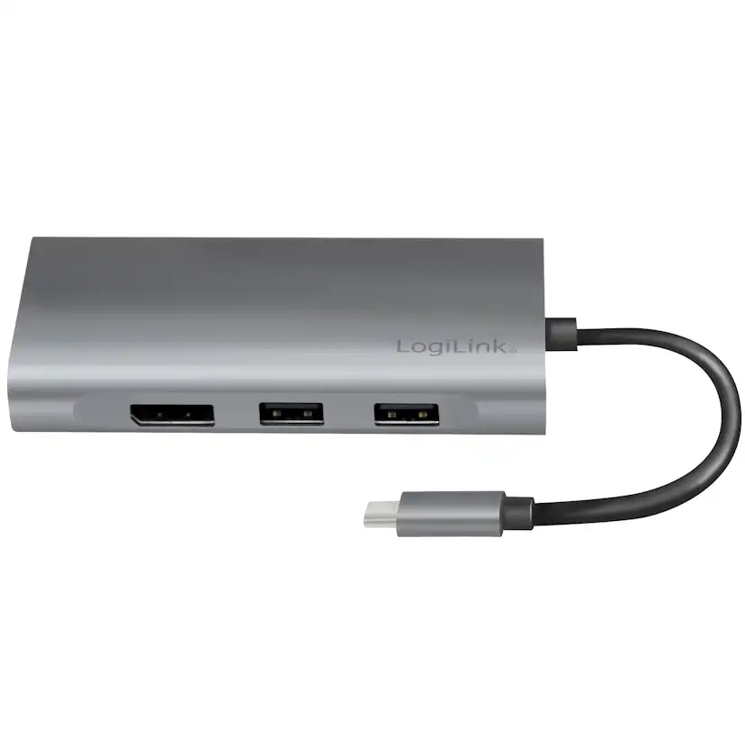 USB-C-docka LogiLink 8-i-1 HDMI/DP/RJ45/USB/USB-C 100W