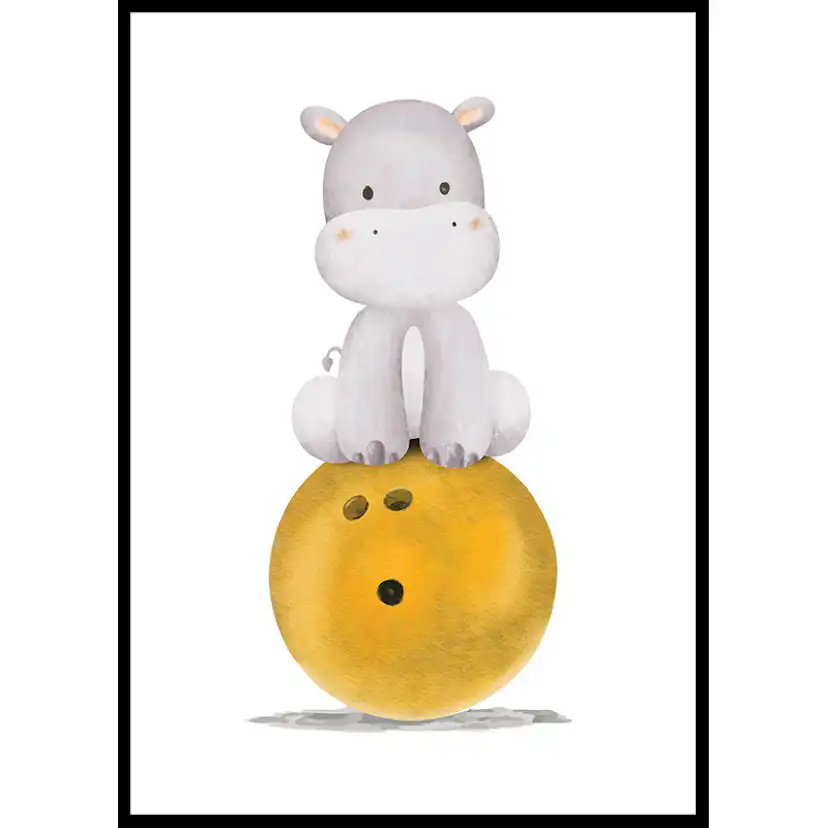 Poster Gallerix Hippo With Bowling Ball