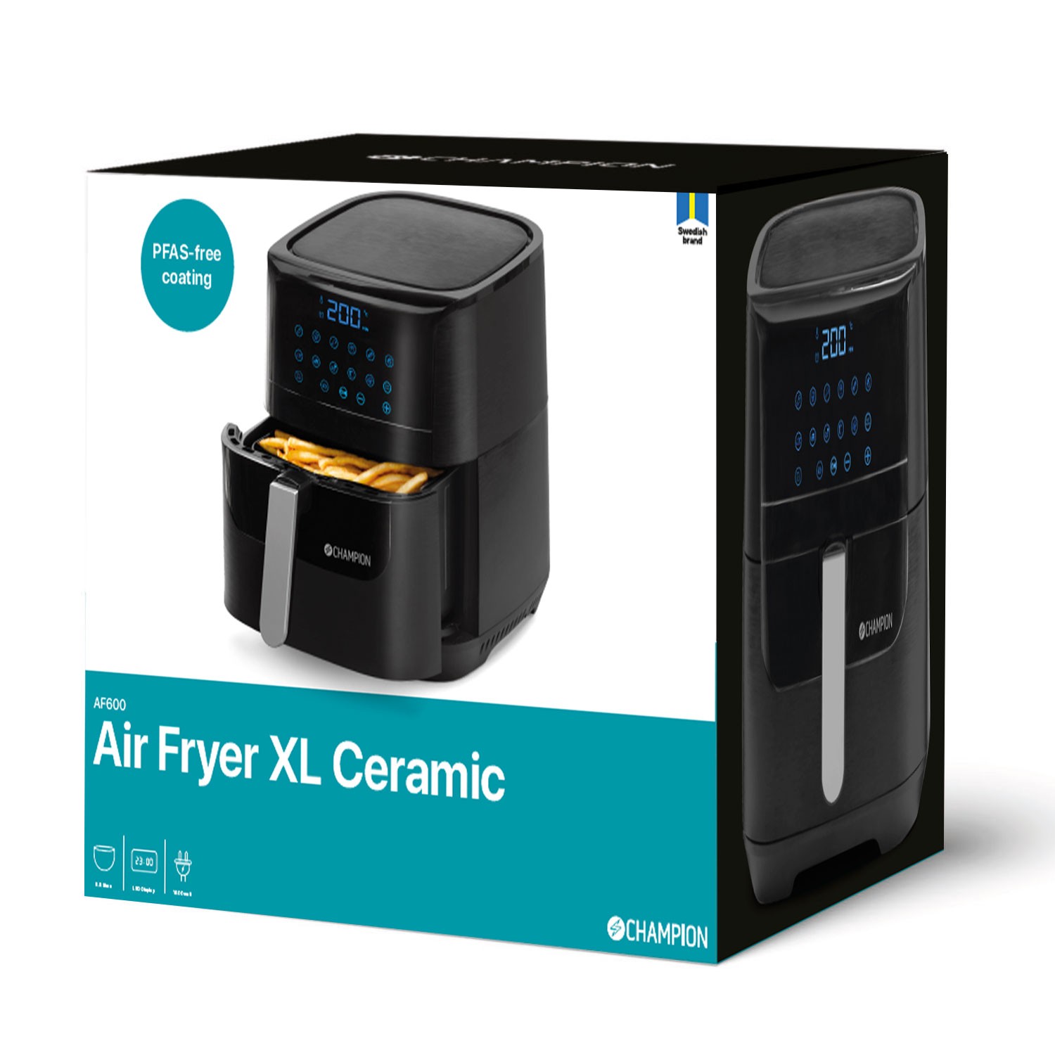 Air Fryer Champion XL Ceramic 5,5L 1800W AF600 Svart