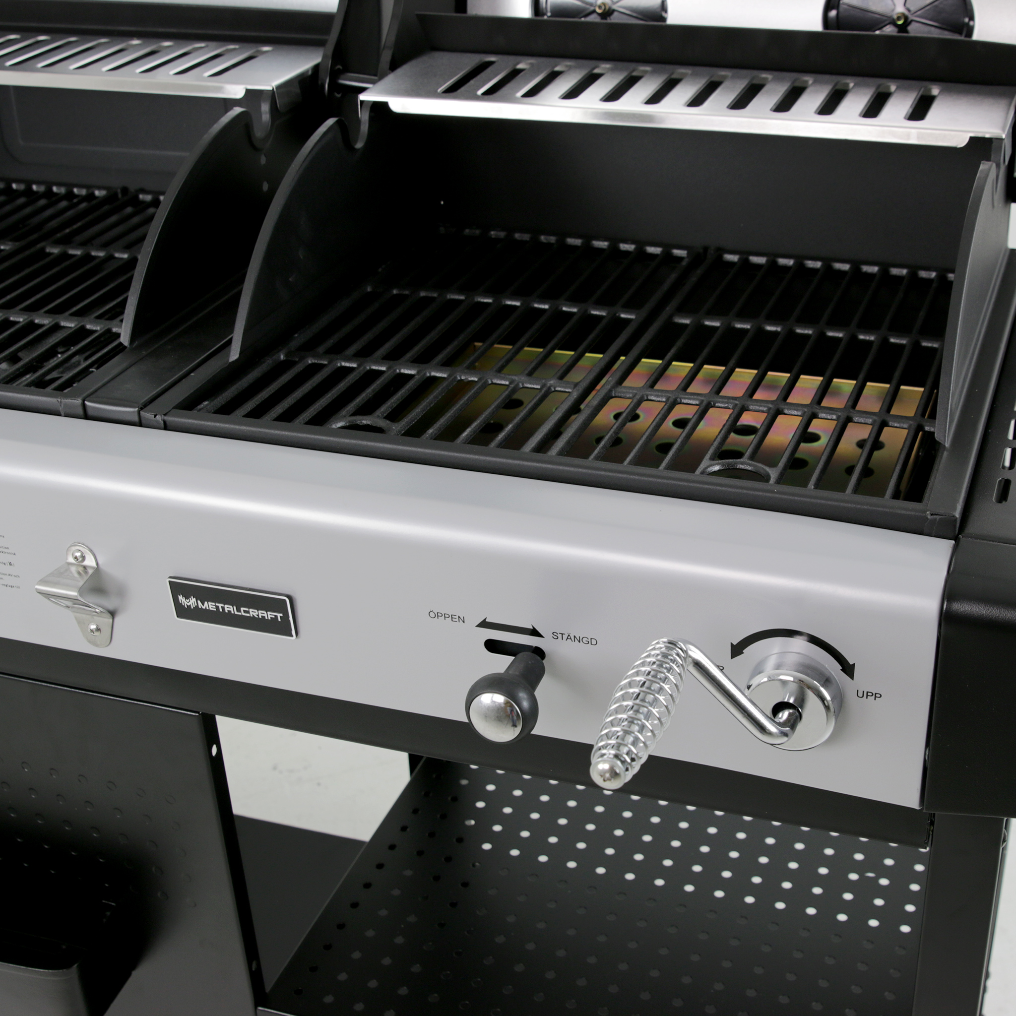 Gasol/Kolgrill Metalcraft Aurora Kombinationsgrill med Sidobrännare & Rostfria Brännare