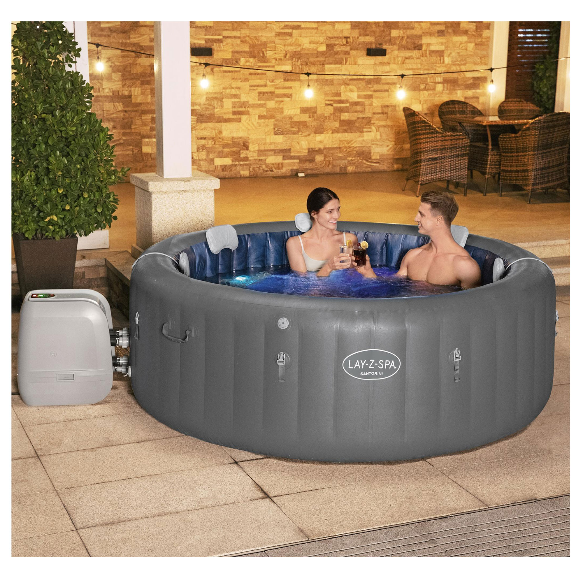 Uppblåsbart Spabad Bestway Lay-Z Santorini Hydrojet Pro