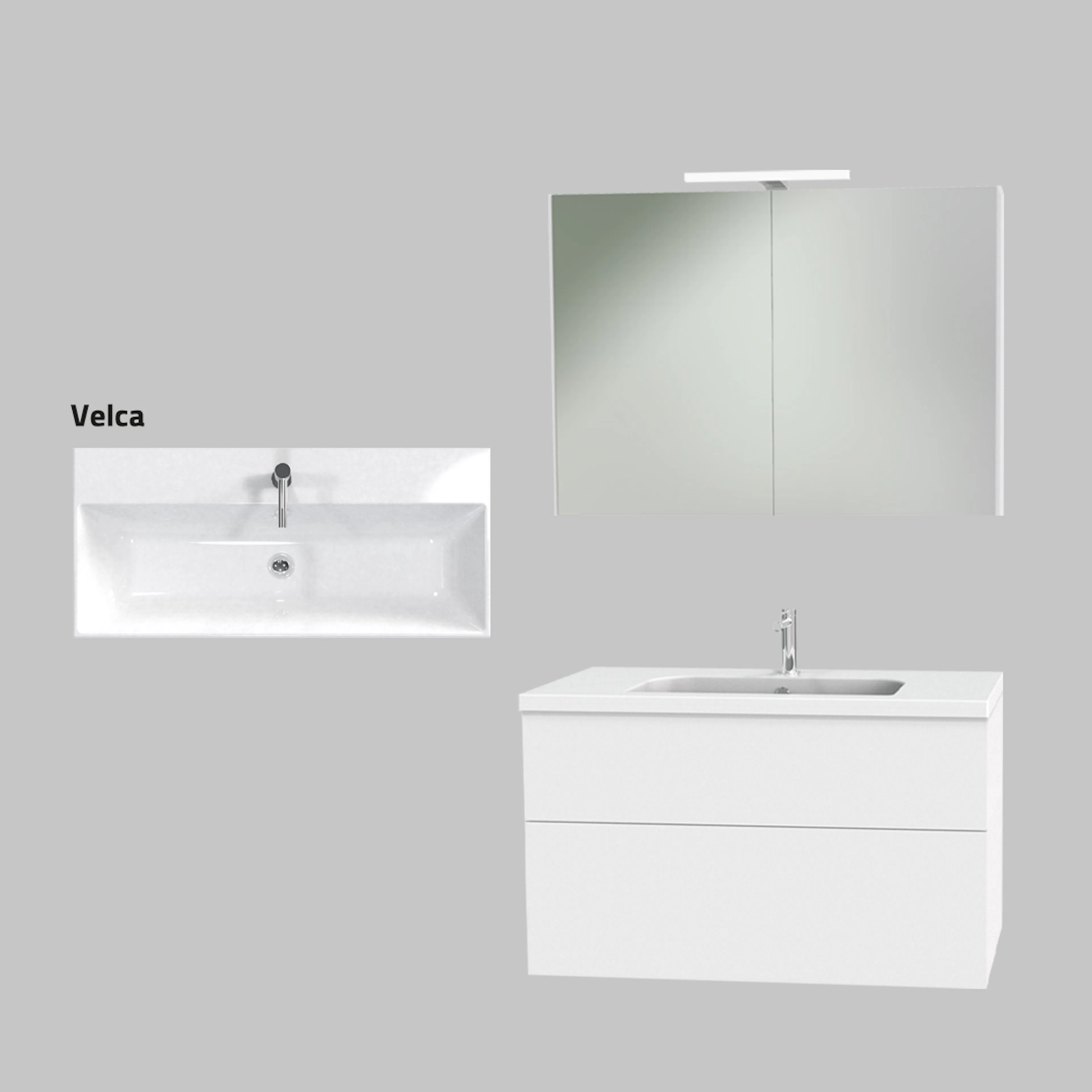 Miller Möbelpaket 100 + 130W1 Velca-format porslinstvättställ