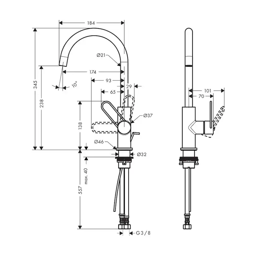 Tvättställsblandare Axor Uno 240