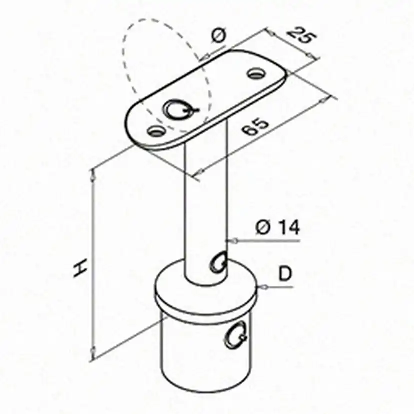 Toppfäste Herrljunga Ledstångsfabrik 0709 Inomhusbruk Skålad