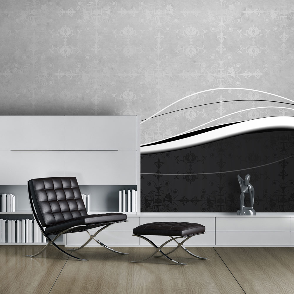 Fototapet Arkiio Svartvita vågor Vintage 450x270 cm