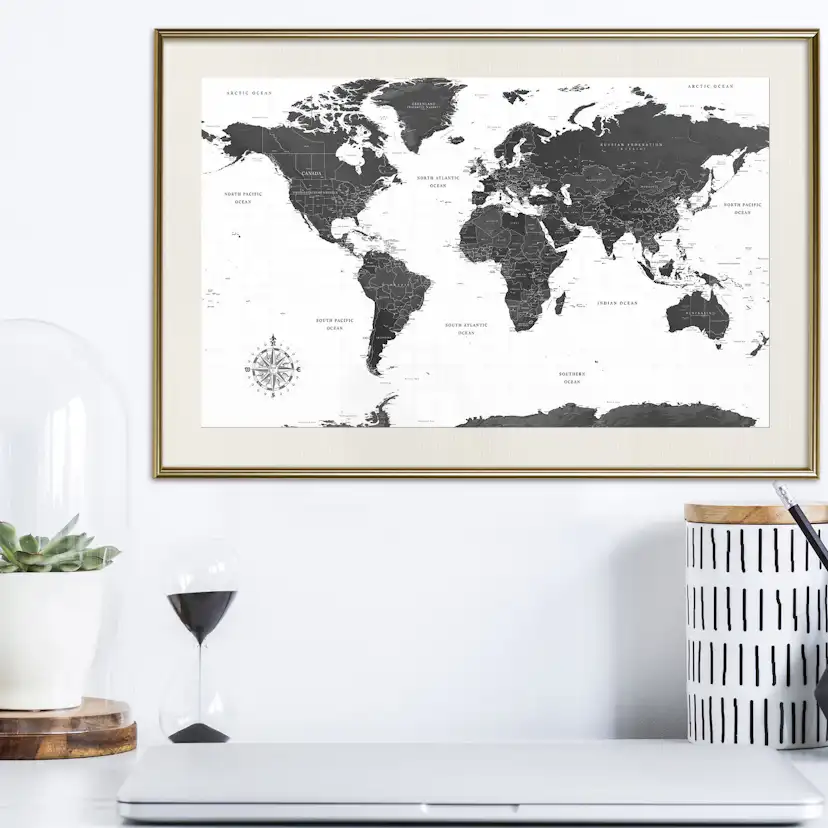 Poster Artgeist Affisch Monochrome Map