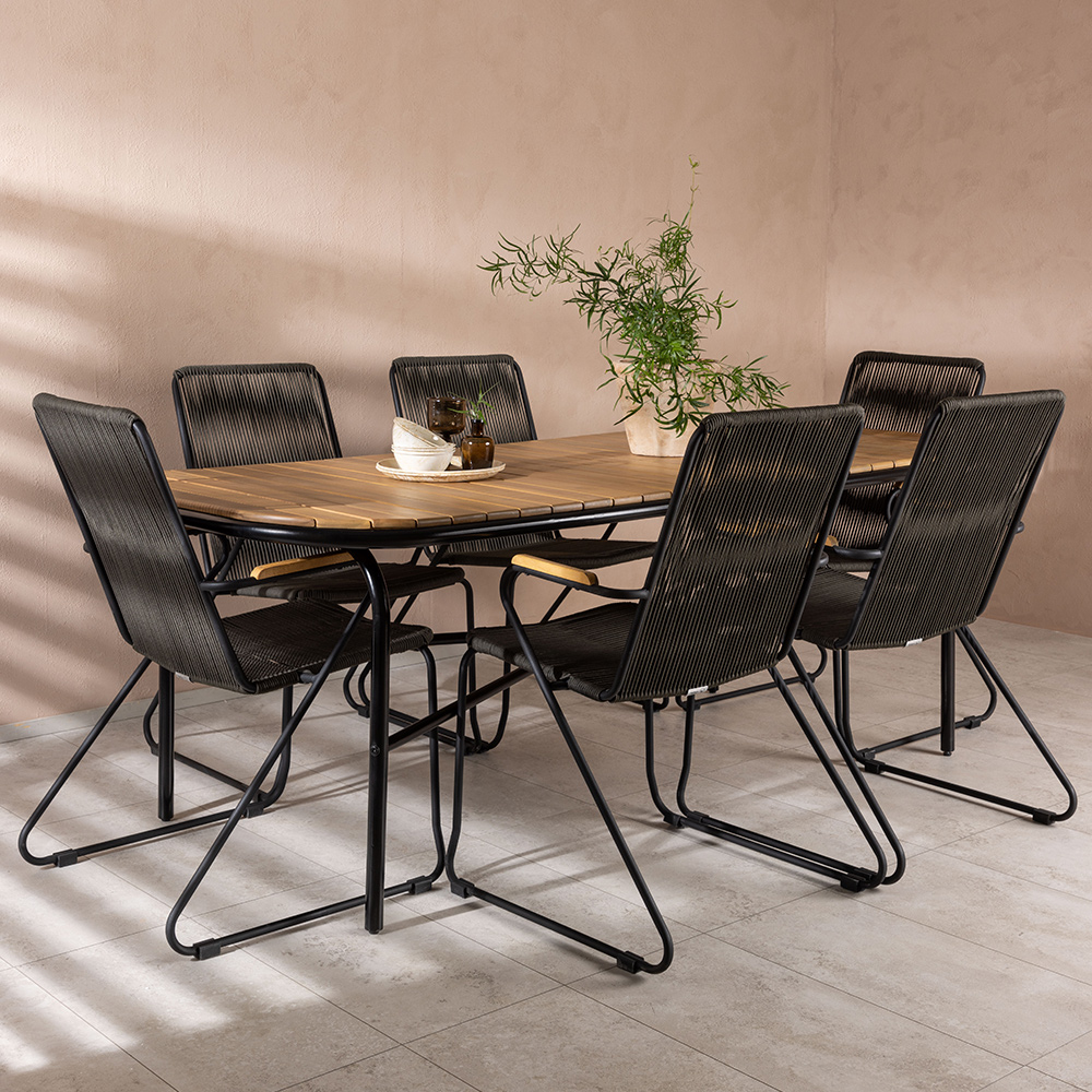 Holmbeck Diningtable Stål - Black / Rectangular 90*200*75 +B Svart