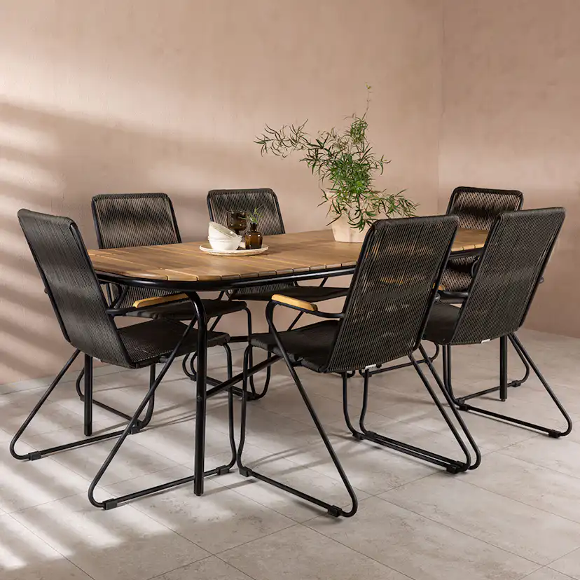 Holmbeck Diningtable Stål - Black / Rectangular 90*200*75 +B Svart