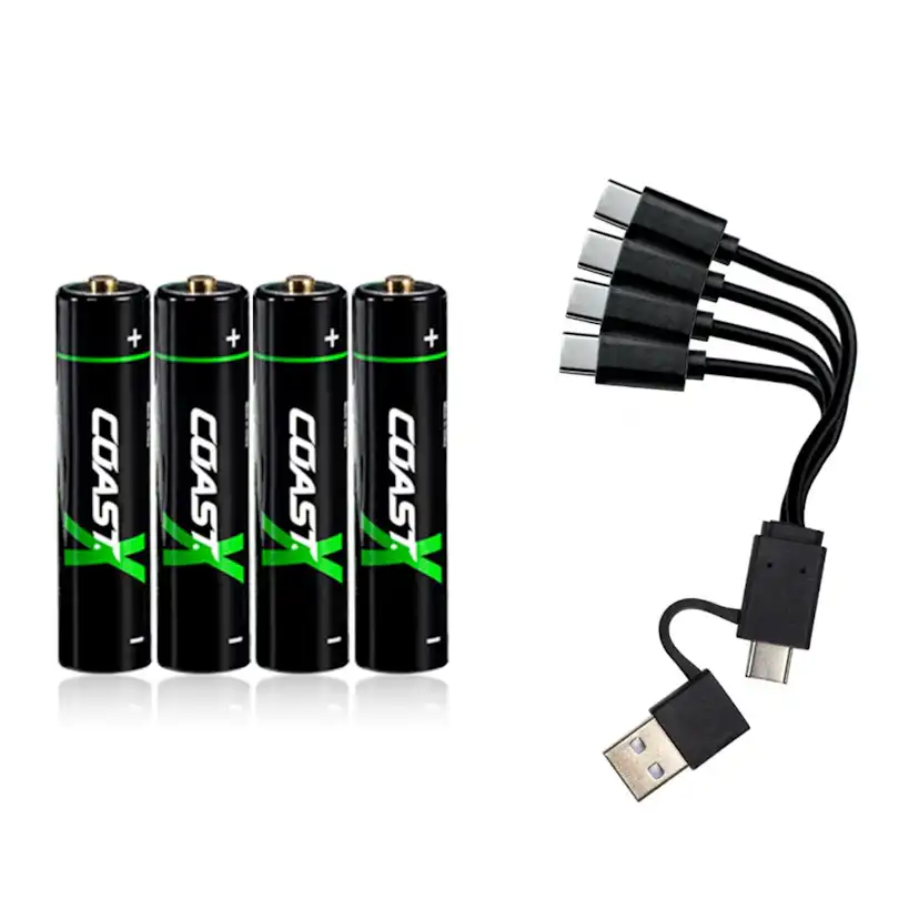 Batteri Coast Uppladdningsbara AAA 1,5V 750 mAh 4-pack inkl Laddningskabel