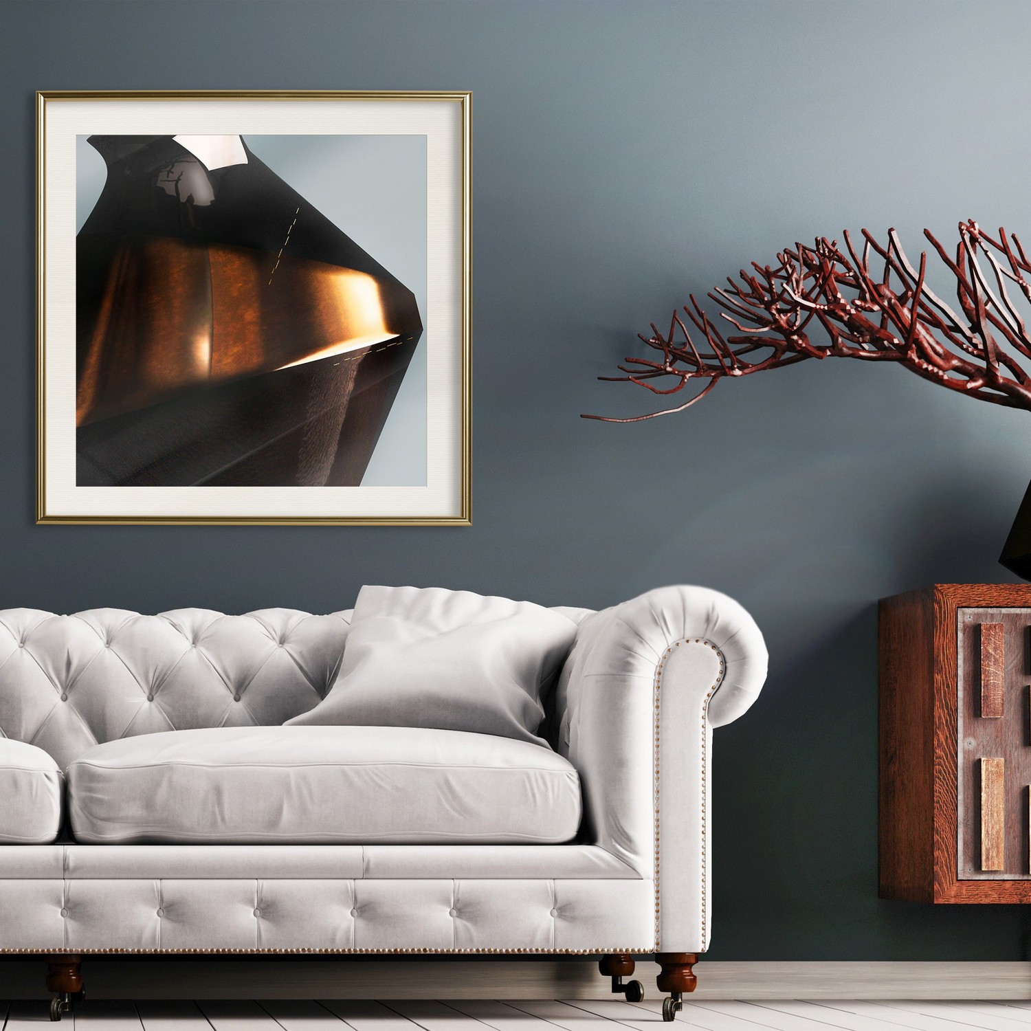 Affisch - Sphinx Dream [Poster] 20x20 Guld ram med passepartout, 20x20 cm
