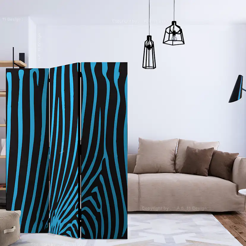 Rumsavdelare Skärmvägg Arkiio Zebra Pattern Turquoise 135x172 cm