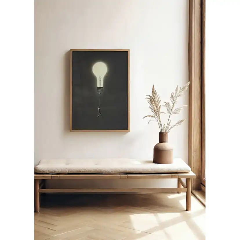 Poster Gallerix Flying With Light Bulb