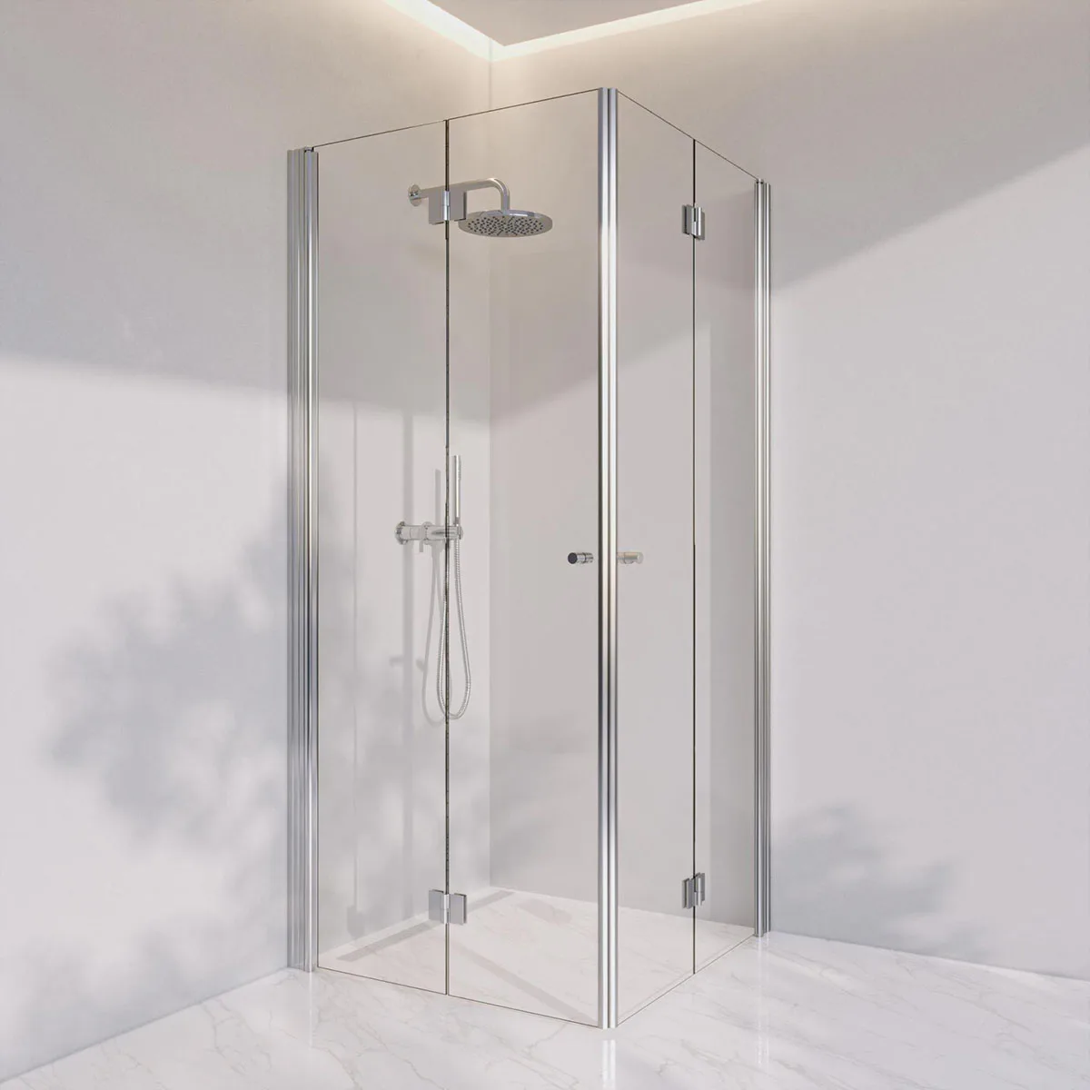 Invitrea Prime PH33/80x80/Blankpolerad/Räfflad knopp/Klart g Storlek: 800x800 mm, Glastyp: Klarglas, Handtag: Blankpolerad Räfflad knopp, Profil: Blankpolerad