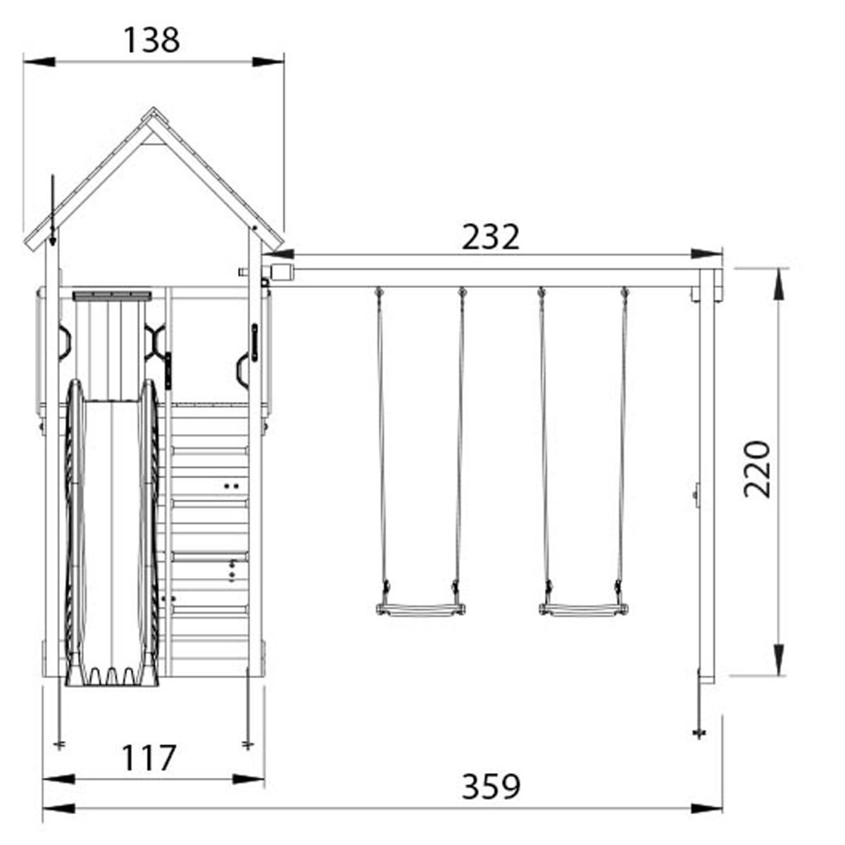 Lektorn Jungle Gym Cabin 2.1 Gungmodul & Grön Rutschkana