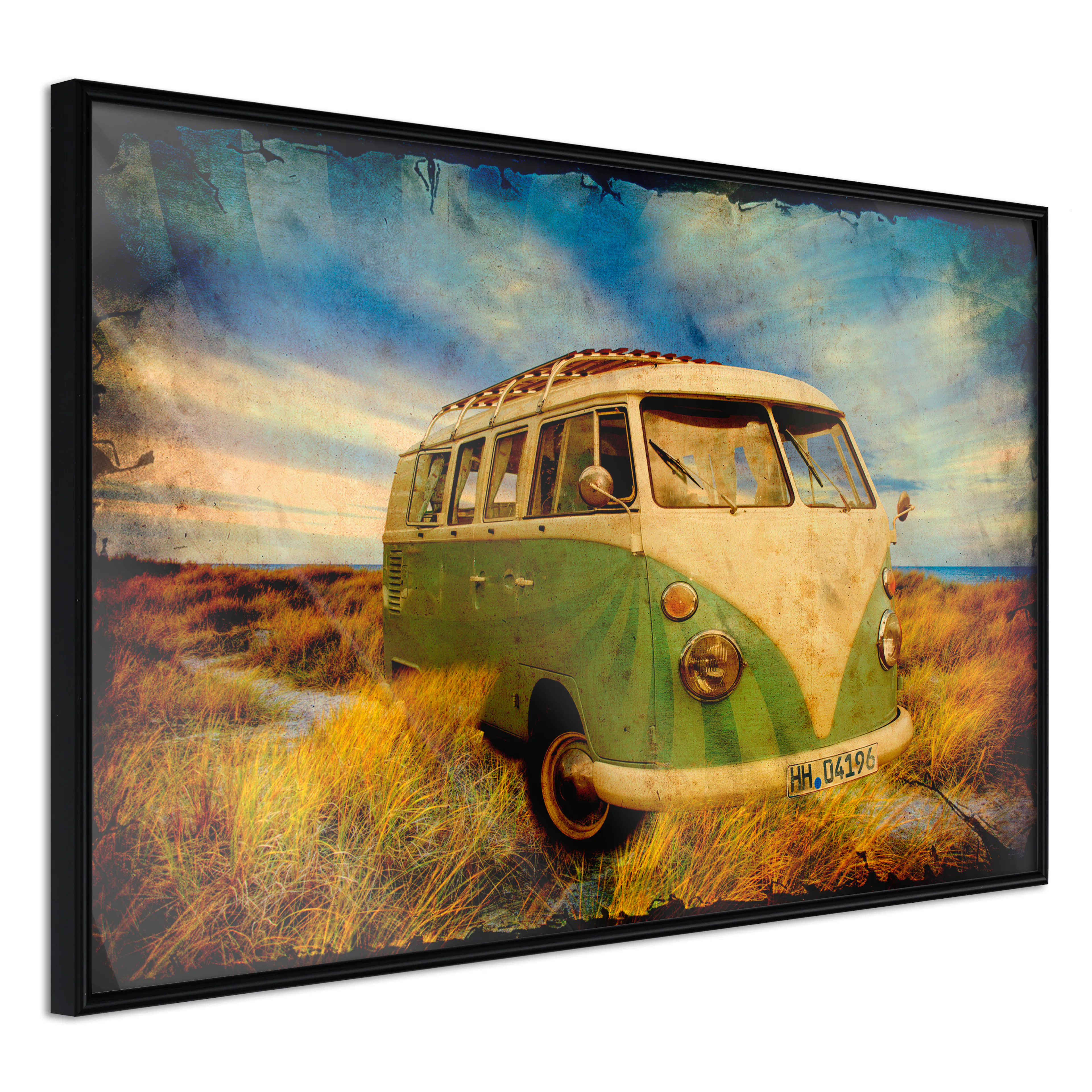 Affisch - Retro Bus [Poster] 60x40 Svart ram, 60x40 cm