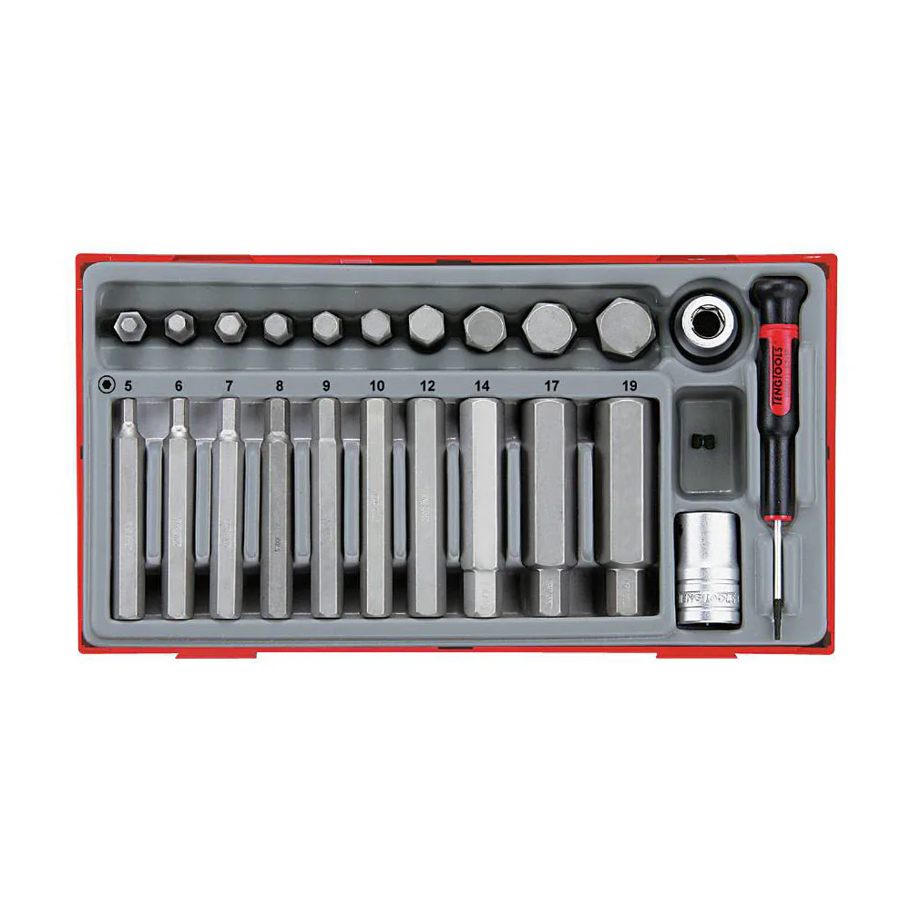 Insexhylssats 23 delar med 1/2 tum fyrkantsfäste Teng Tools TTHEX23