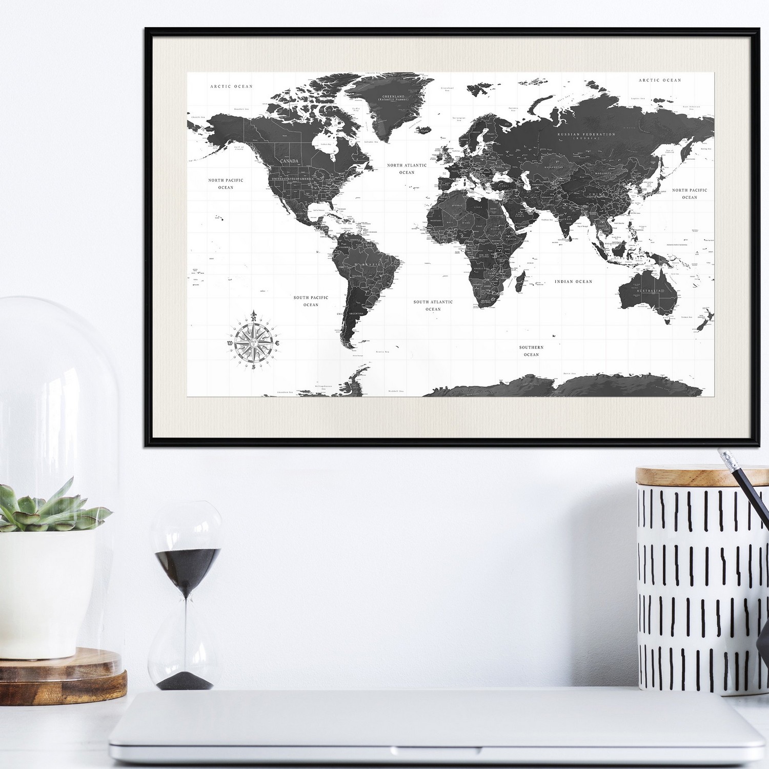 Poster Artgeist Affisch Monochrome Map