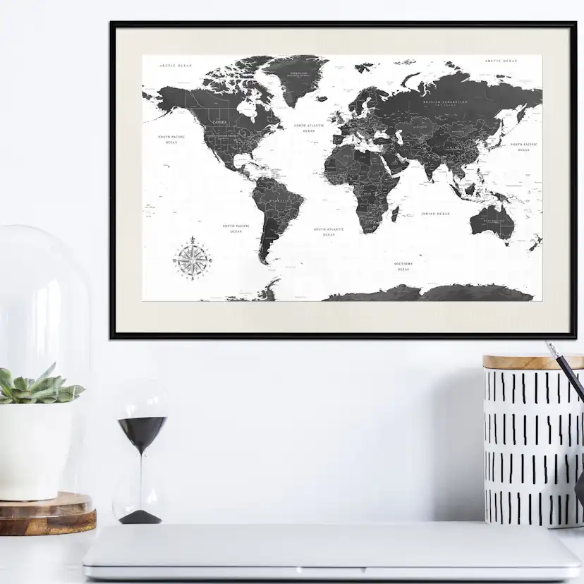 Poster Artgeist Affisch Monochrome Map