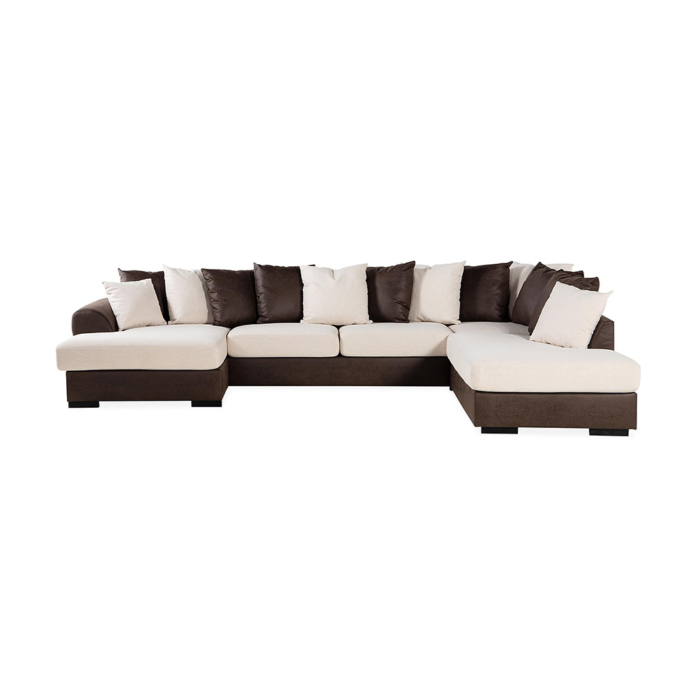 Cuba U-Soffa Divan Vänster inkl Kuvertkuddar Beige/Brun, Väntser