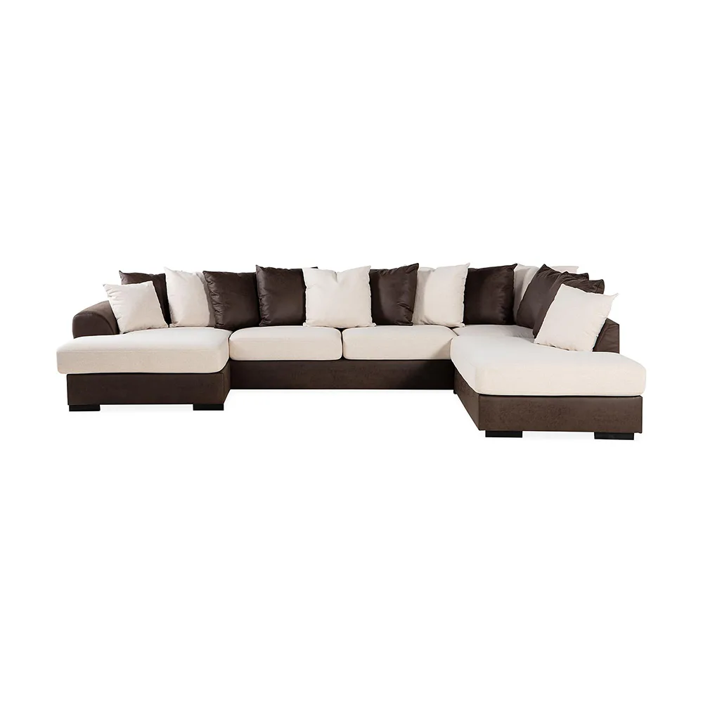 U-Soffa Scandinavian Choice Cuba med Kuvertkuddar Beige/Brun, Väntser