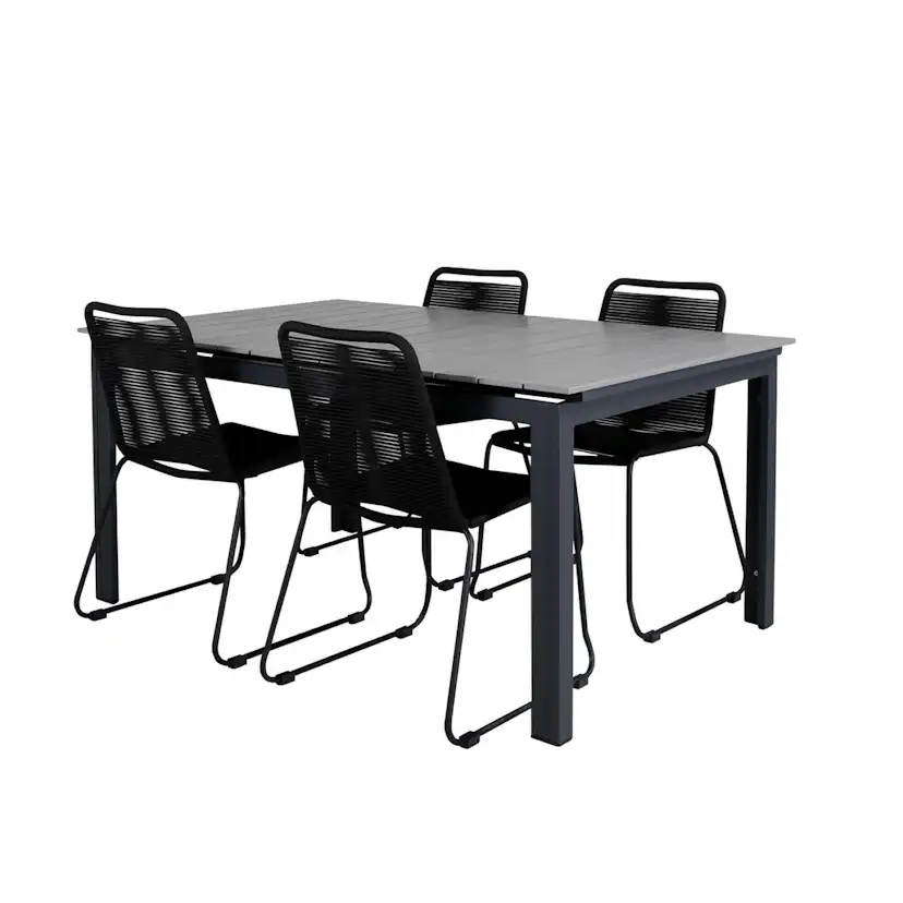 Matgrupp Venture Home Lova 160 med 4 Leon Stapelbara Matstolar