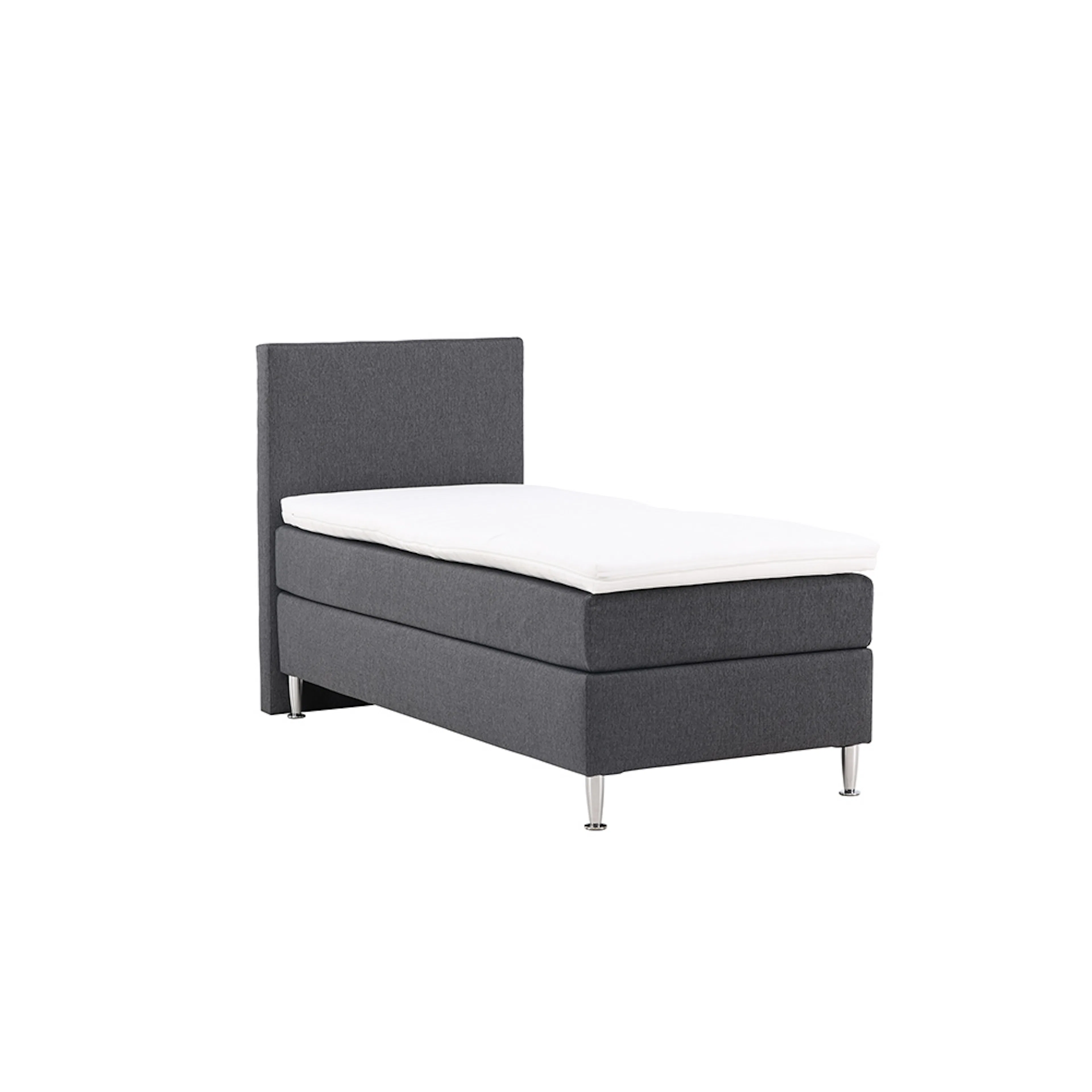 Toledo Bed 90*200 - Matte Silver / Dark grey Fabric Lino 12 Mörkgrå