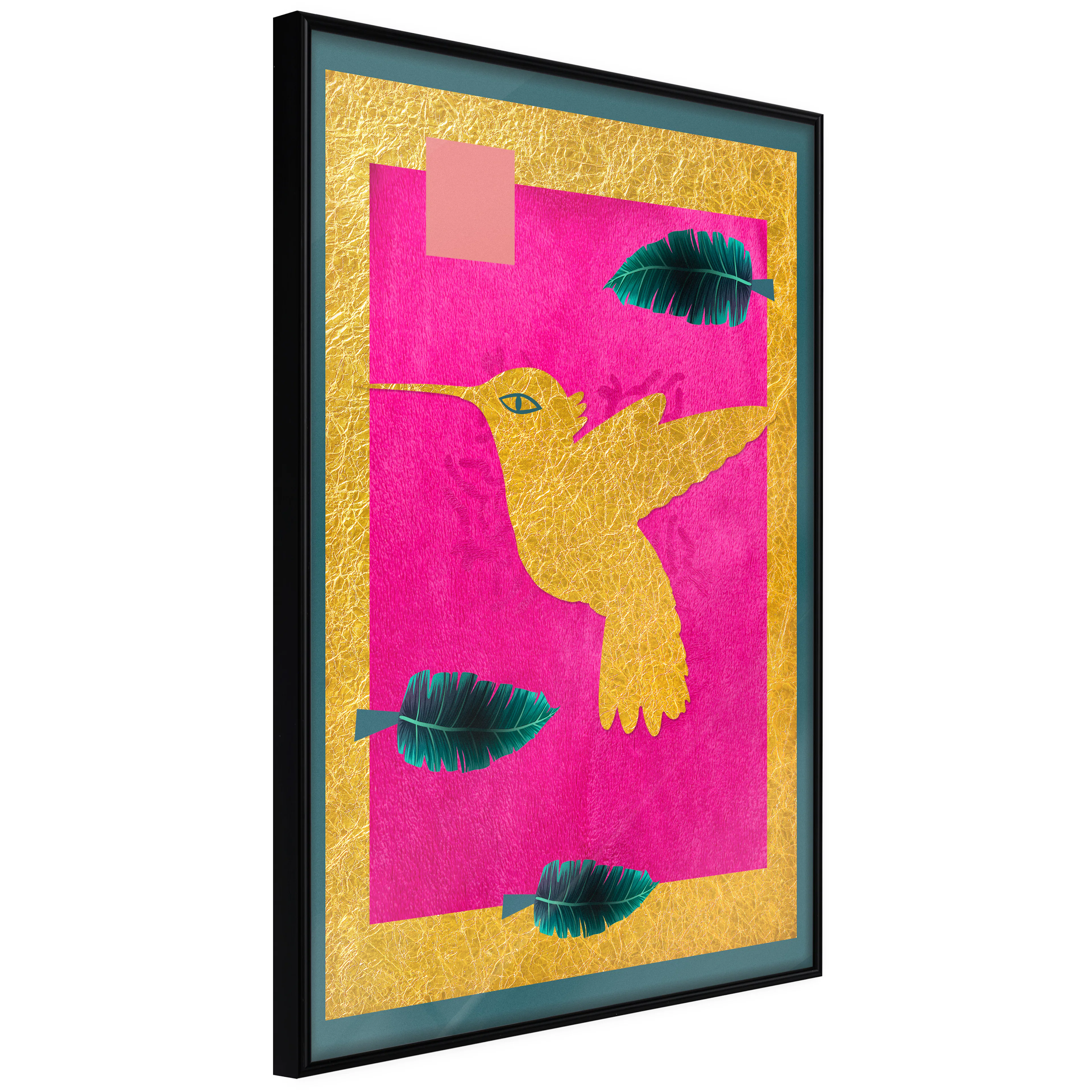 Affisch - Golden Hummingbird [Poster] 40x60 Svart ram, 40x60 cm