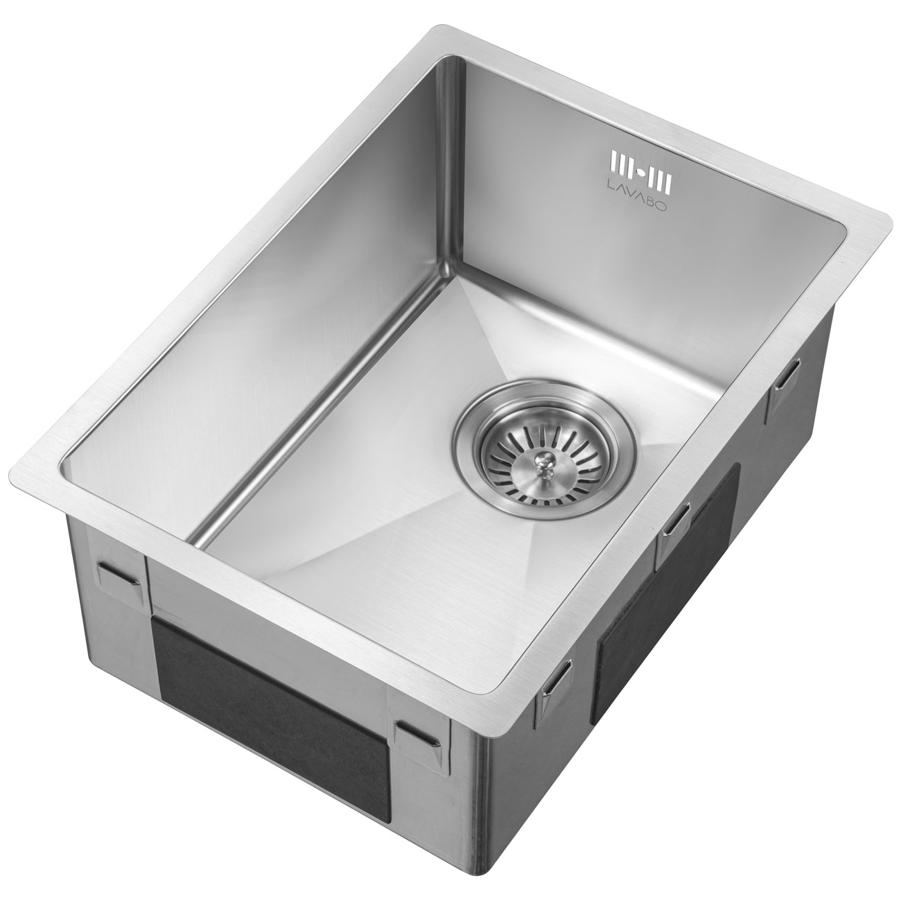 Diskho Lavabo Kubus 282 Soft Rostfri Enkel med Bottenventil & Vattenlås