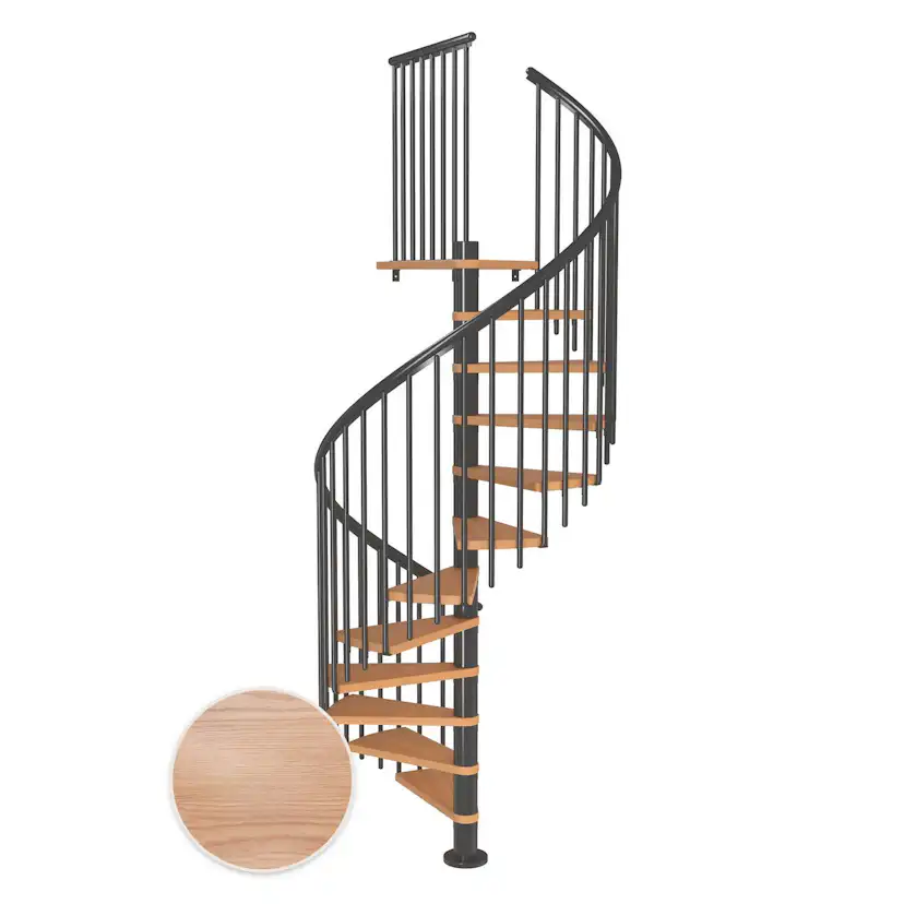 MONTREAL ek multiplex antracit CLASSIC4 13T Ø140 Antracit, D: 1400 mm, Golv till golv höjd: 2870-3290 mm, 13+1 steg