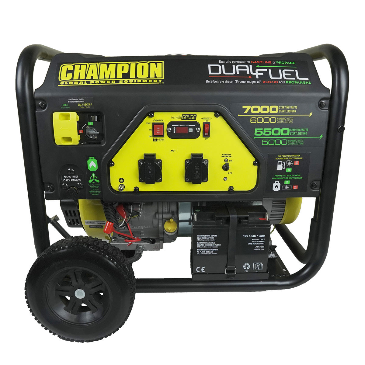 Elverk Champion Generators CPG7500E2 7kW 1-fas Dual Fuel