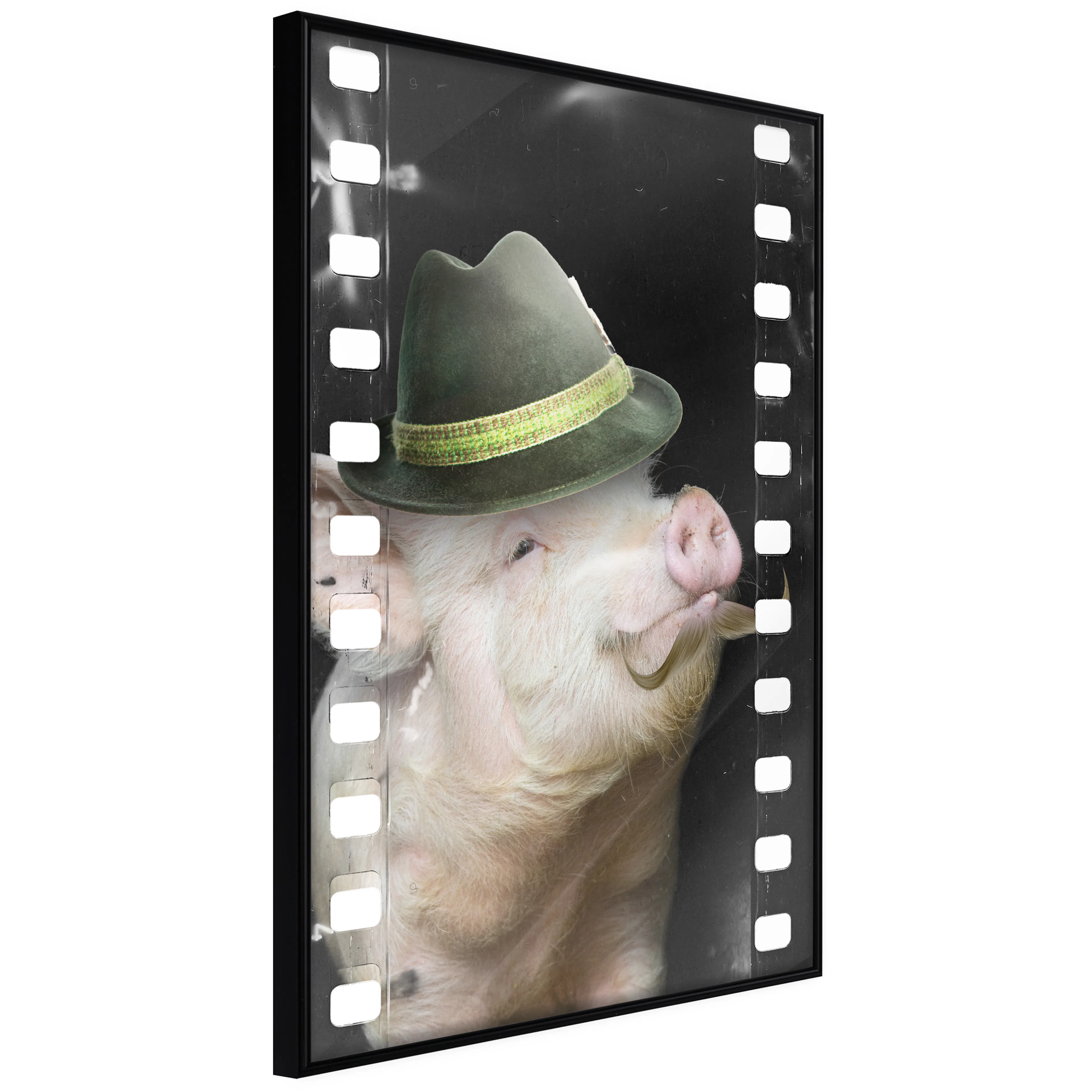 Affisch - Pig with Mustache [Poster] 40x60 Svart ram, 40x60 cm