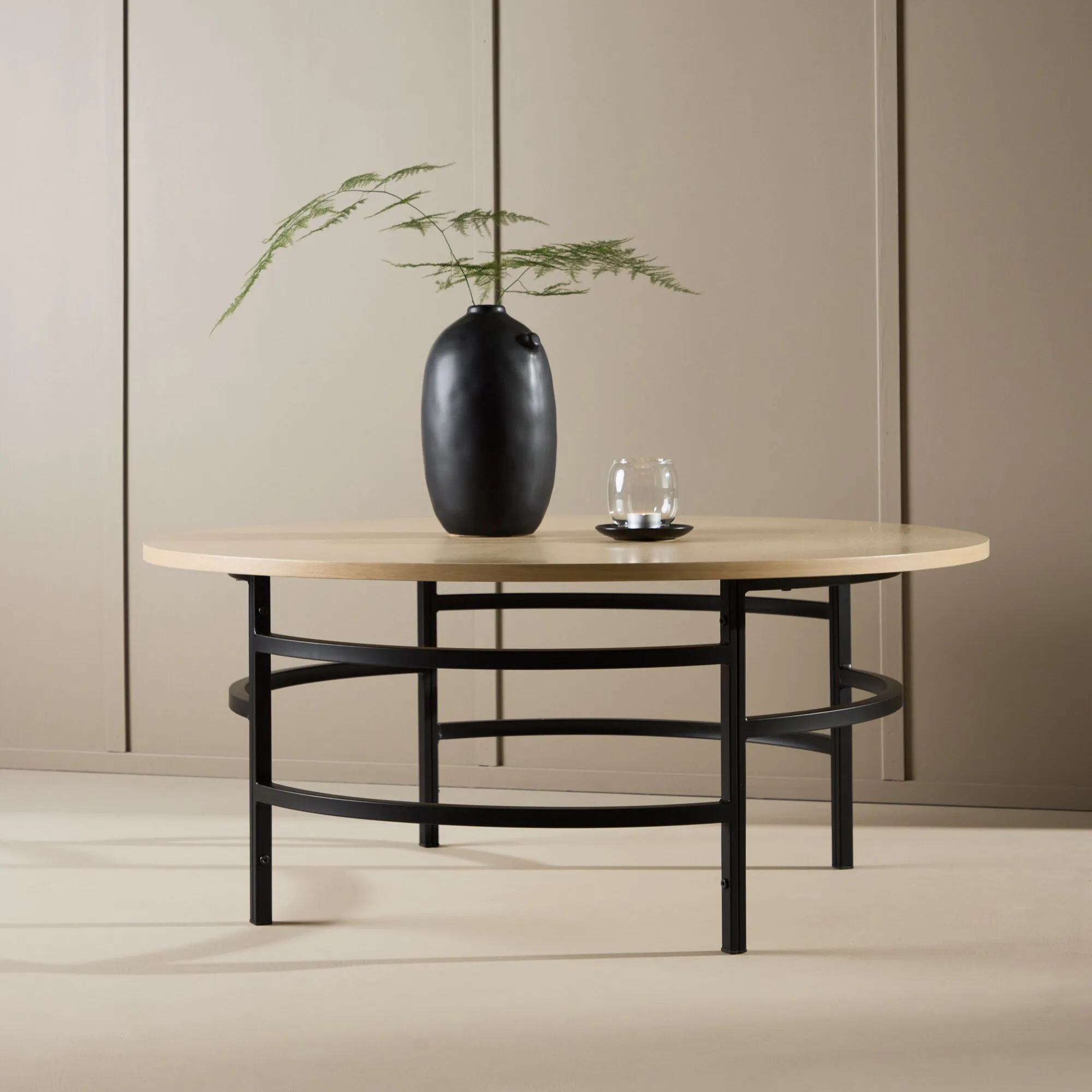 Copenhagen Sofa Table ⌀100x42,5 - Whitewash / Black Vittvätt