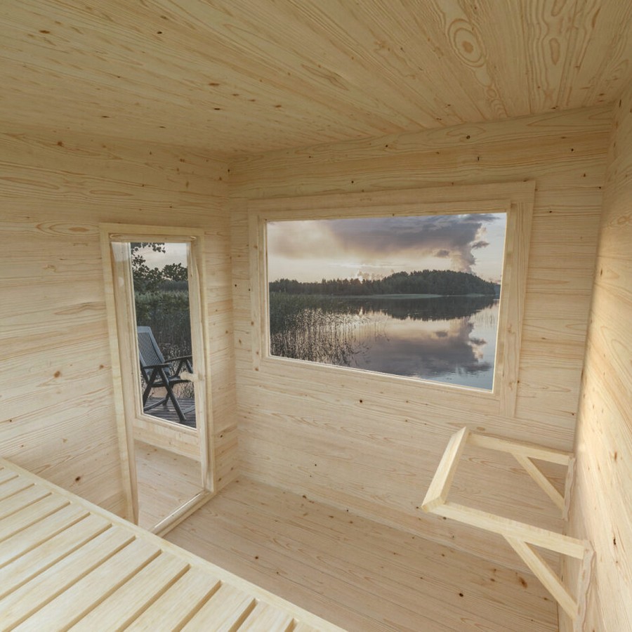Bastu Palmako Sanna 7,4 m² Fristående Byggsats med Pulpettak