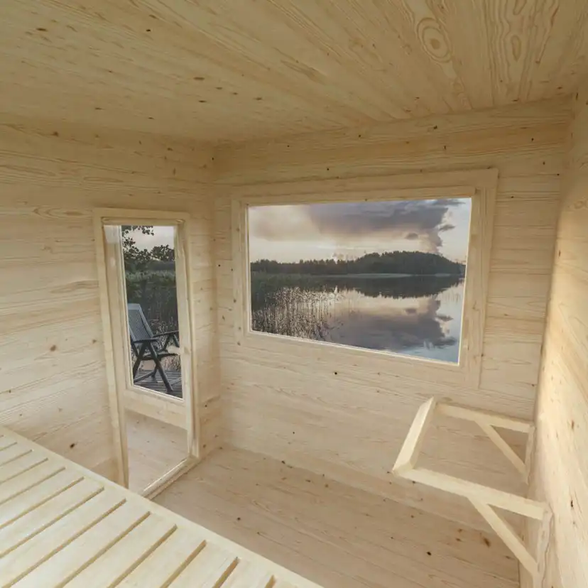 Bastu Palmako Sanna 13,5 m² Fristående Byggsats med Pulpettak
