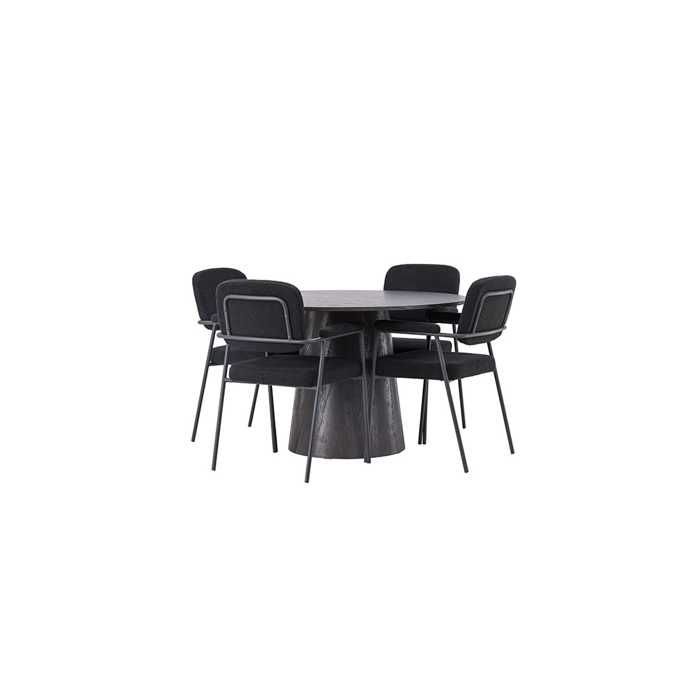 Matgrupp Venture Home Lanzo Ø120 cm med 4 st Yesterday stolar