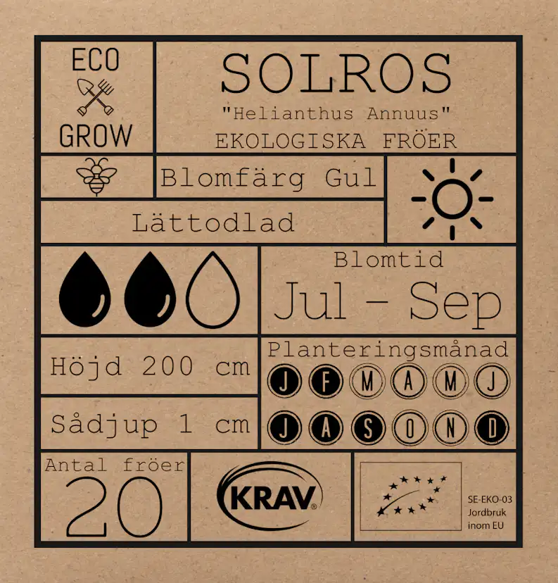 Fröpåse Eco Grow Solros Helianthus Annuus