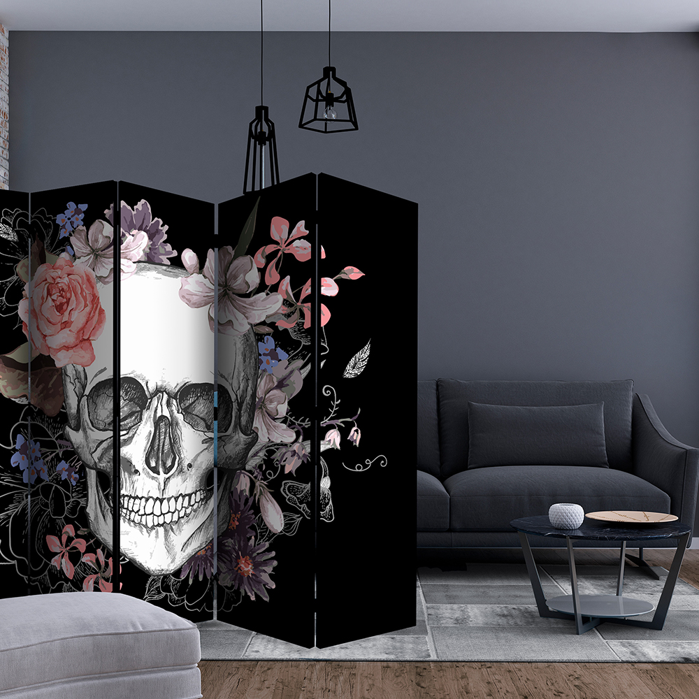 Rumsavdelare Skärmvägg Arkiio Skull And Flowers II 225x172 cm