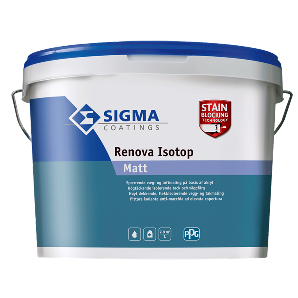 Spärrfärg Tak/Vägg Sigma Coatings Renova Isotop Matt Vit